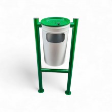 Dış Mekan Metal Çöp Kovası - Yeşil-Beyaz Boyalı Park Bahçe Çöp Kovası / ÇP03 Dış Mekan Metal Çöp Kovası - Yeşil-Beyaz Boyalı Park Bahçe Çöp Kovası / ÇP03